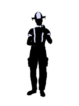 男性消防員插圖剪影