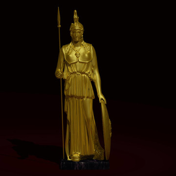 女神athenaimage黃金雕像包含裁剪為主要對象的路徑/切割路徑