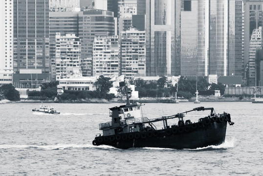 香港漁船在維多利亞海港城市