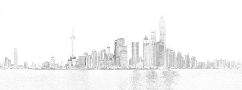 上海外灘全景線描 大畫幅