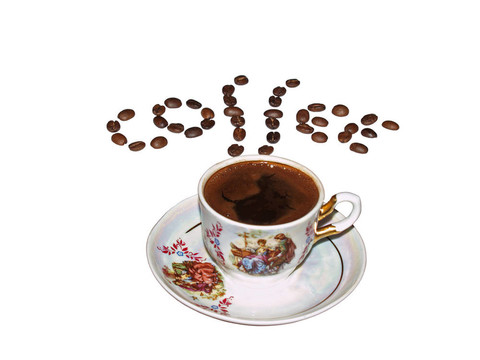 咖啡和咖啡豆杯