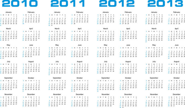 日歷為2010至2013