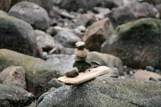 inukshuk -斯坦利公園；溫哥華加拿大；公元前；