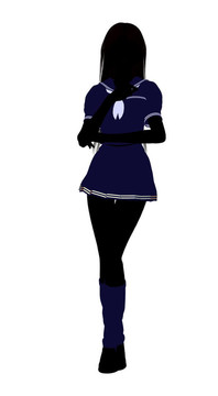 女孩插畫剪影