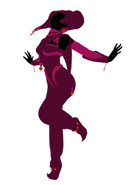 女小丑插圖剪影