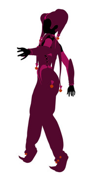女小丑插圖剪影