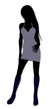 女孩插畫剪影