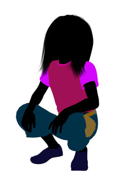 高加索女孩插圖剪影