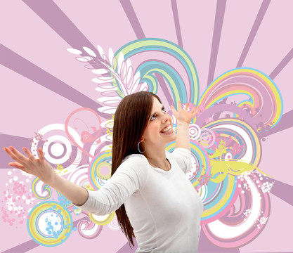 幸福的女人，充滿(mǎn)了成功