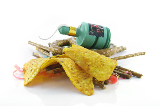 椒鹽脆餅和玉米片用吹風(fēng)機(jī)