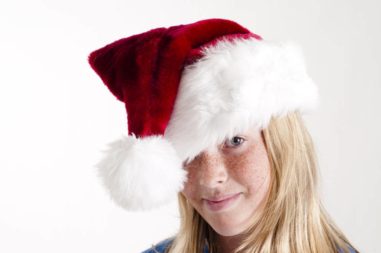 Santa帽子和女孩