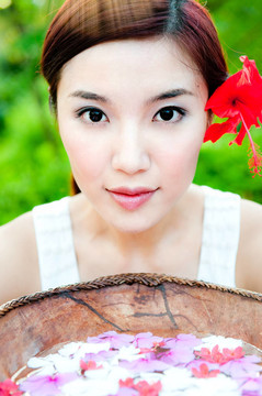 女人與Flowers