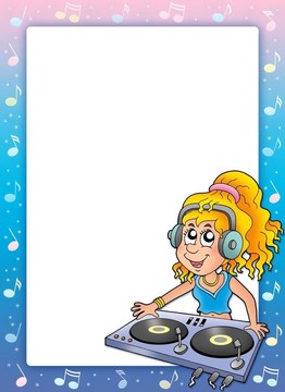 卡通美女DJ音樂架
