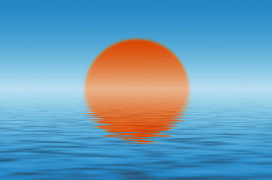太陽在海面上的倒影