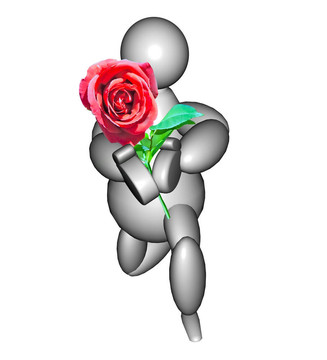 有玫瑰的3D木偶