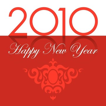 2010新年快樂與裝飾紅色文本