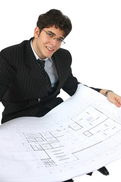 一個(gè)成功的商人看建筑圖