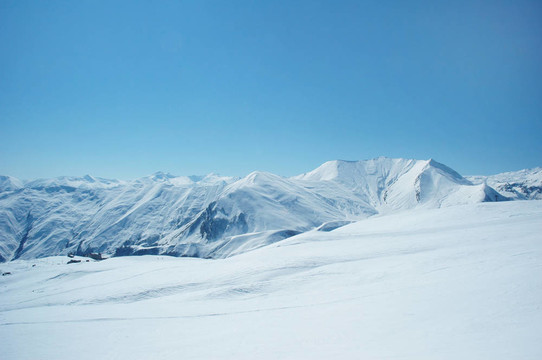 在冬天的雪下的高山