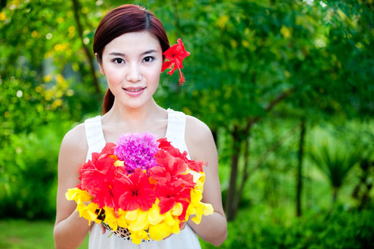 女人與Flowers