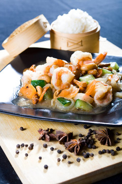 蝦菜和米飯
