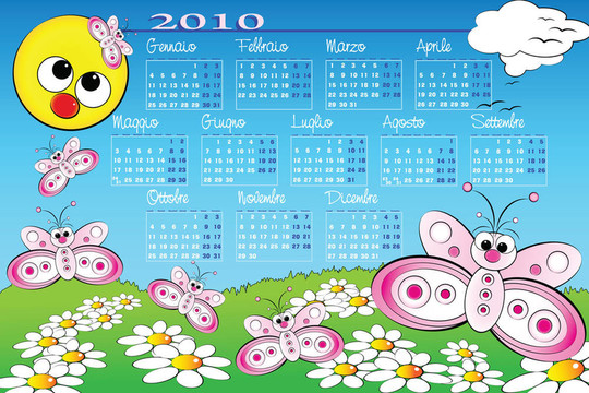 2010孩子日歷與蝴蝶-意大利