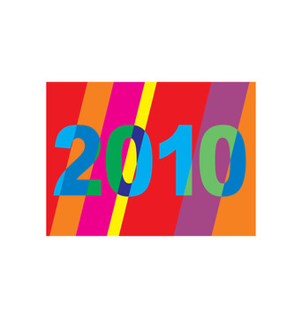 明亮的；高興的；條紋2010新年賀卡