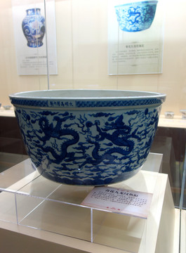 青花瓷 青花九龍紋魚缸