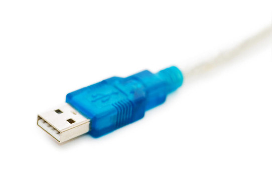 藍(lán)色的USB電纜淺景深