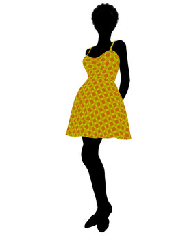 時(shí)尚黑人女性插畫(huà)剪影