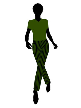 非洲裔女性辦公室插圖剪影