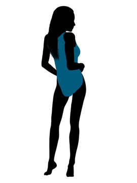 女性泳裝的剪影