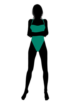 女性泳裝的剪影