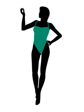 女性泳裝的剪影