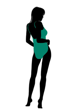 女性泳裝的剪影
