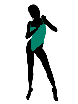 女性泳裝的剪影
