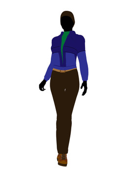 戶外女性插畫剪影