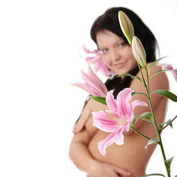 超重的女人與lily flower