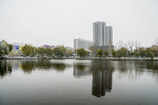 城市公園雪后景觀