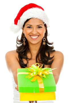Santa送禮物的女人