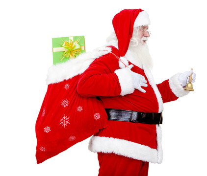 Santa帶著禮物的包