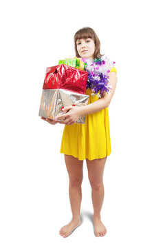 女孩與圣誕禮物