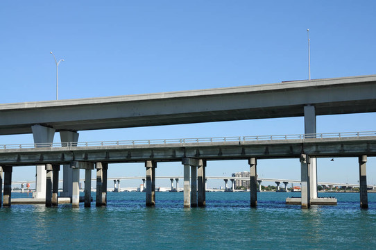 在邁阿密的比斯坎灣橋；佛羅里達(dá)州