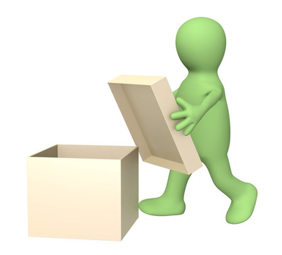 打開盒子的3D木偶