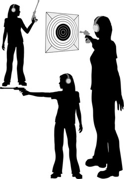 剪影女子射擊目標手槍