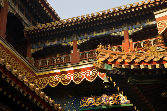 屋頂?shù)娜宋镉汉蛯m佛教寺廟北京中國(guó)