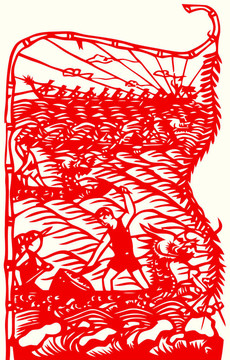 中國(guó)龍舟競(jìng)賽剪紙