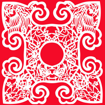 中國(guó)花卉圖案剪紙