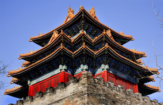 故宮紫禁城宮殿望塔北京中國