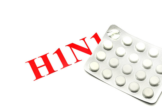 豬流感H1N1的白色藥片特寫