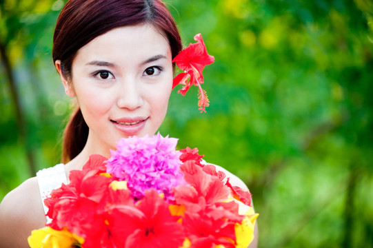 女人與Flowers